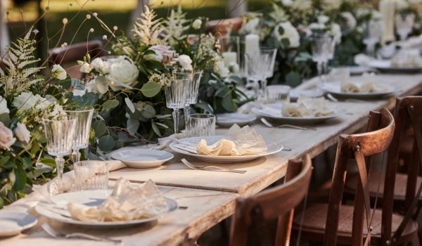 Mise en place elegante all'aperto